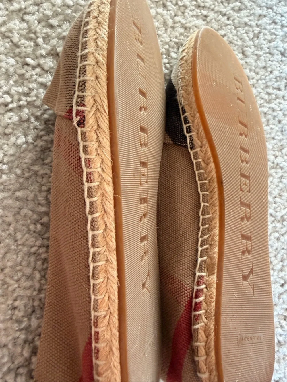 Burberry Beige, Brown & Black Check Canvas Espadrilles